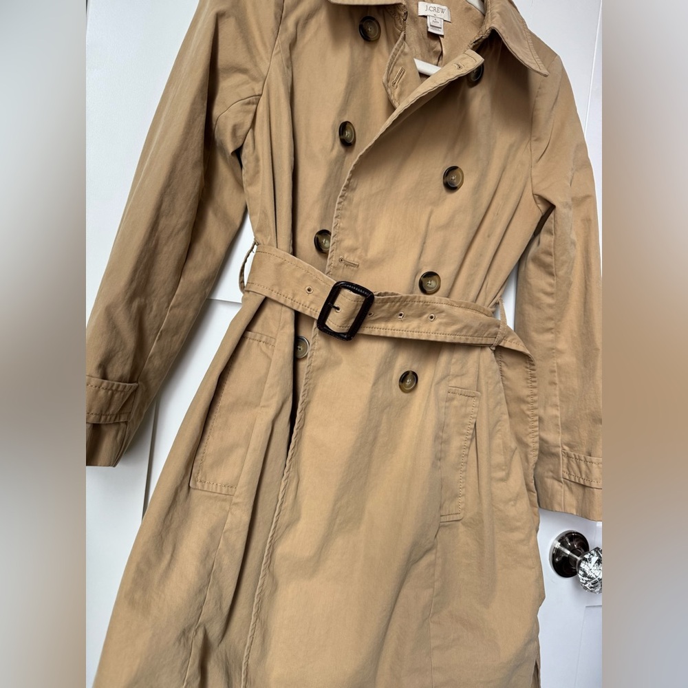 J. Crew Tan Trench Coat size 4 Petite - Picture 7 of 13